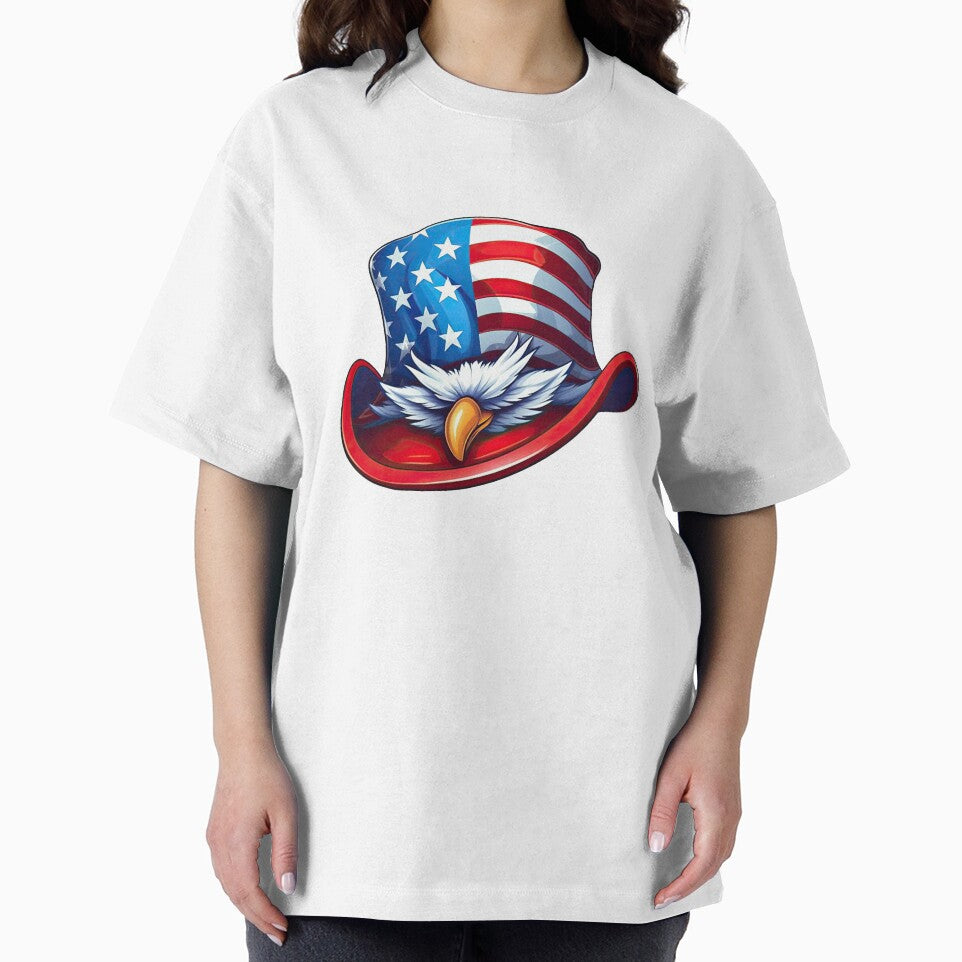 Patriotic American Flag Uncle Sam Hat with Eagle, USA Independence Day Graphic, 4th of July Vintage Style, Red White Blue Digital Artwork by DigiGroove