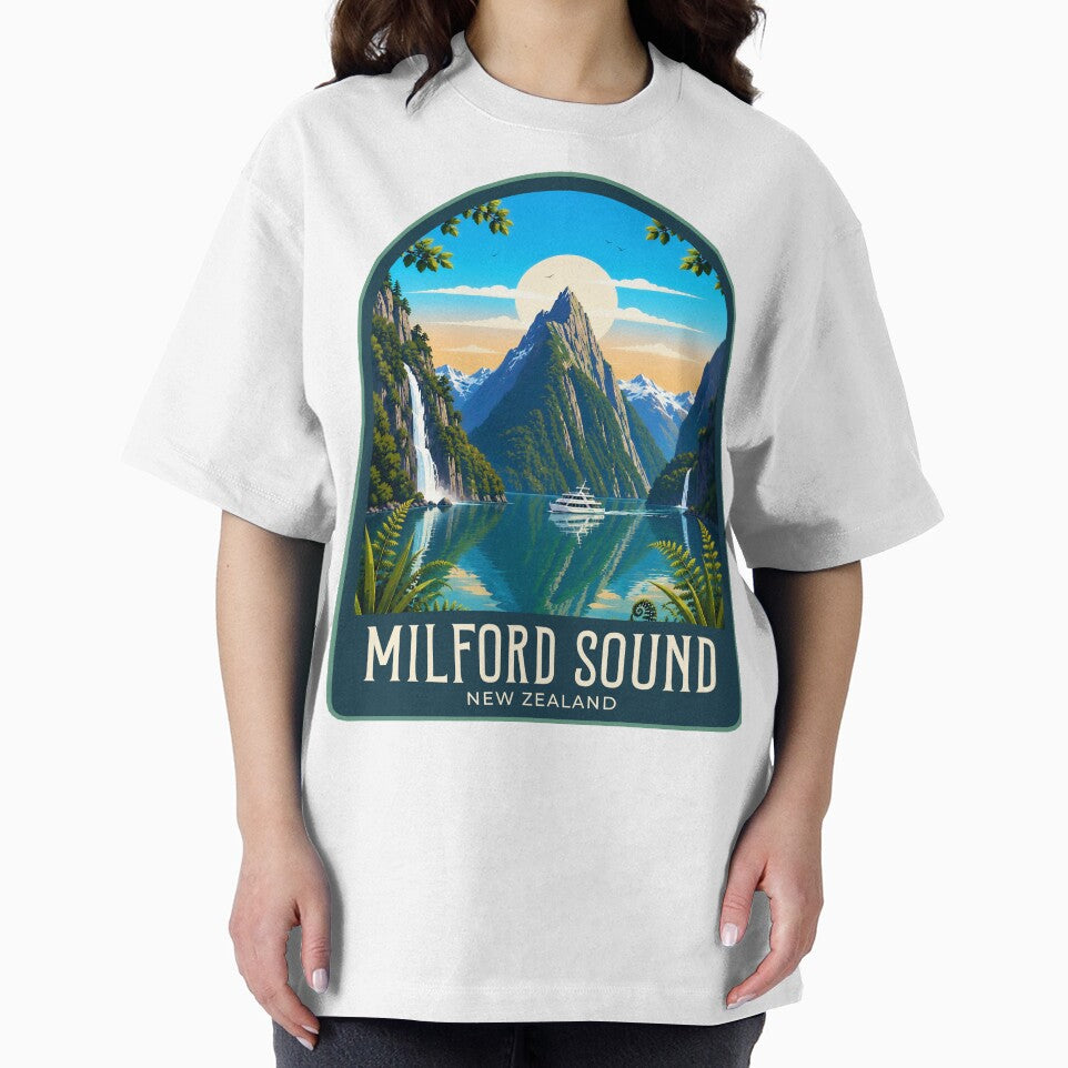 Milford Sound Vintage Travel Illustration by HomeLivingCo