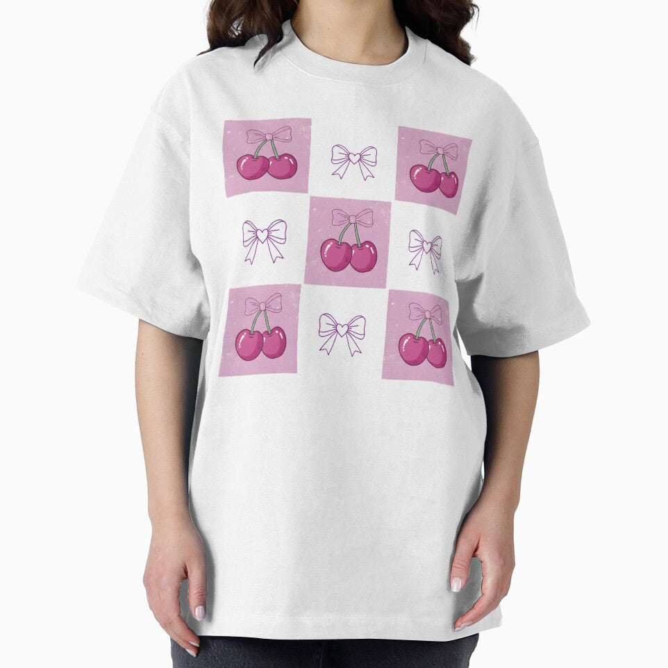 Checked Cherry coquette, cherry coquette, pink valentine coquette, valentine, retro valentine by DesignDenDo ⭐⭐⭐⭐⭐