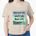 Wherever life plants you bloom with grace inspirational life quote (colour palette , color palete) by Sanaura