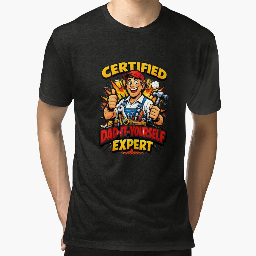 Certified Dad-It-Yourself Expert Comic Style Funny Fathers Day Gift For Handyman Dad by Print Loft