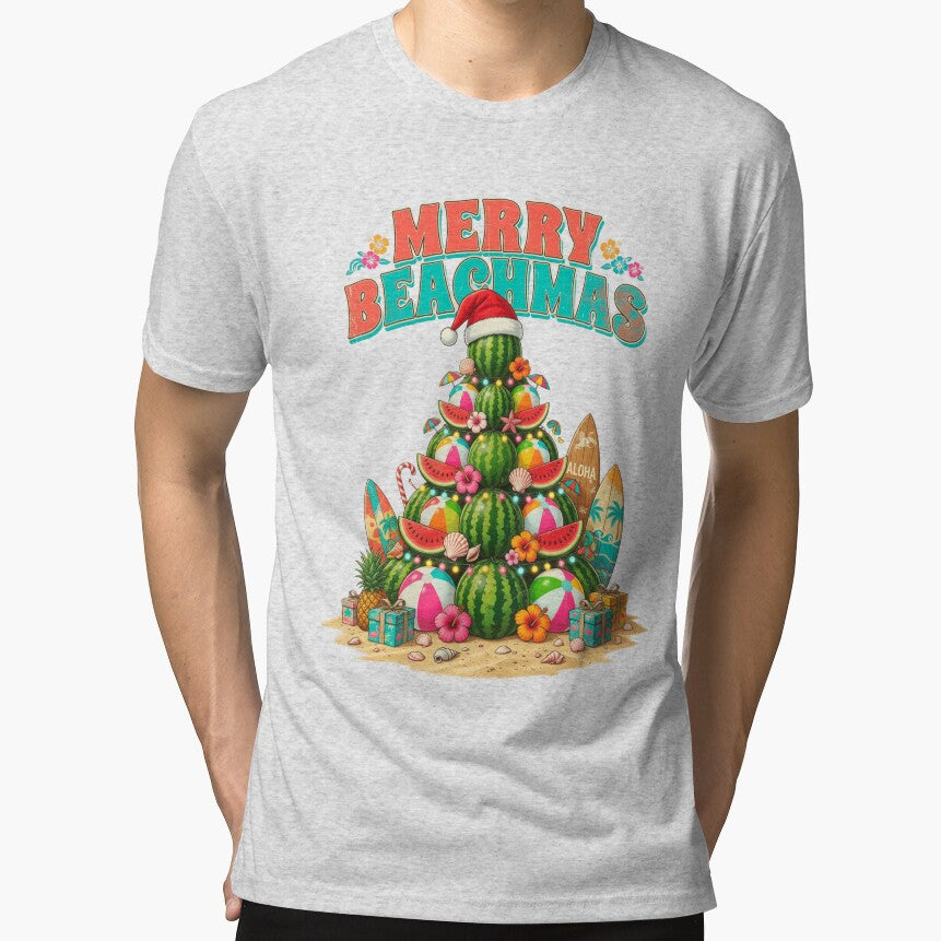 Merry Beachmas Tropical Watermelon Christmas Tree Retro Summer by CF_VintageDesign